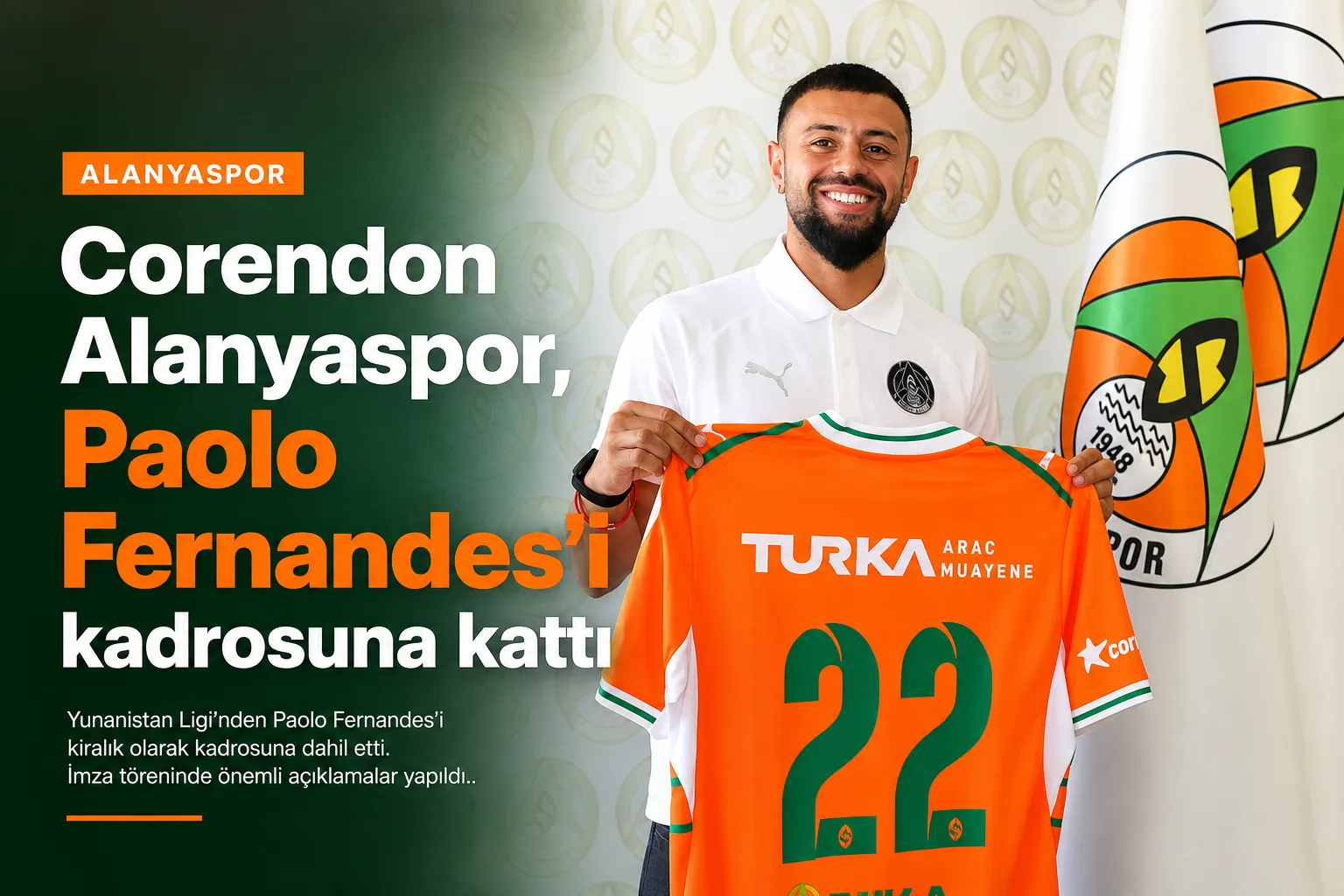 Corendon Alanyaspor, Paolo Fernandes'i kadrosuna kattı